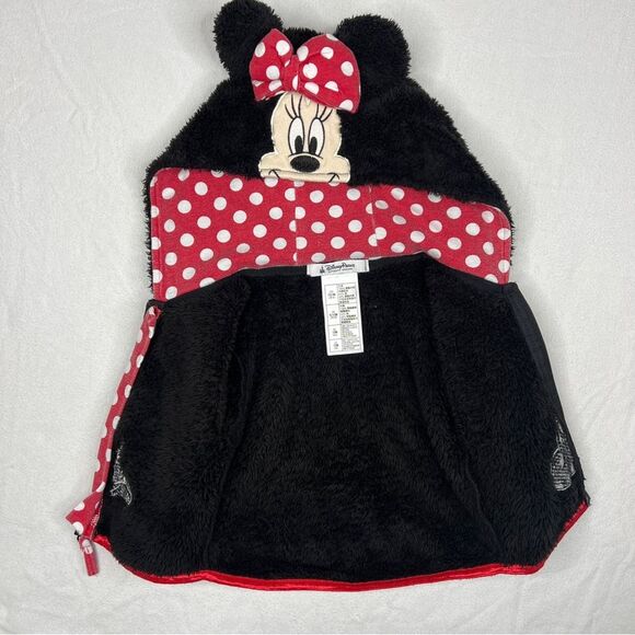 Disney Parks Fuzzy Fleece Minnie Zip Up Kids Hoodie Jacket Sweatshirt 12M - Picture 3 of 6